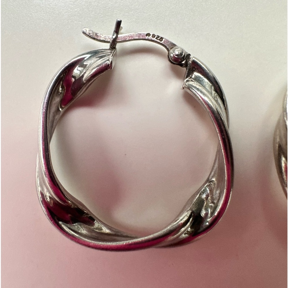 925 Sterling Silver Spiral Hoop Earrings with Hinge Closures